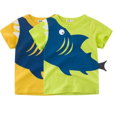 China Baby Boy Summer T-shirts Children Clothing Toddler Kids Clothing Cartoon Animal Shark Print Cotton Breathable Tee Tops Clothes for sale