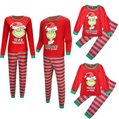 China Winter Autumn Hot Selling Christmas Cat Anti-pilling Jacket Striped Pants Decoration Parent-child Christmas Casual Home Pajamas for sale