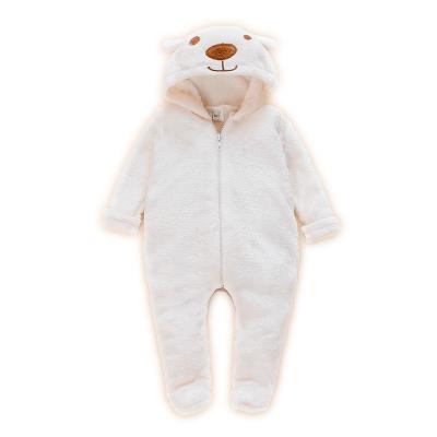 China Casual Newborn Baby Clothes Fall Long Sleeve Unisex Clothes For Newborns Romper Baby Clothes Cartoon Bear Hooded Zipper Jumpsuit for sale