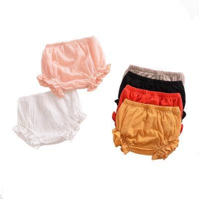 China 0-3T Summer Solid Color Breathable Girl Shorts Kids Ruffles Boy Infant Elastic Waist Loose Diaper Cover Panties Newborn Baby Clothes for sale