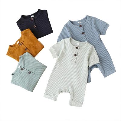 China Baby clothes 2021 summer autumn newborn baby romper infant knitted jumpsuit kids short sleeve unisex knitted clothes for newborns for sale