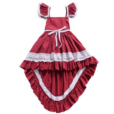 China 2021 Breathable Sleeveless Backless Ruffles Summer Even Wedding Dress Children Kids Lace Up Formal Dresses For Girls for sale