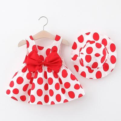 China 2021 Summer Breathable Dots Casual Children Clothes Hot Red Pink Yellow With Big Bow Kids Birthday Backless Dress For Girls for sale