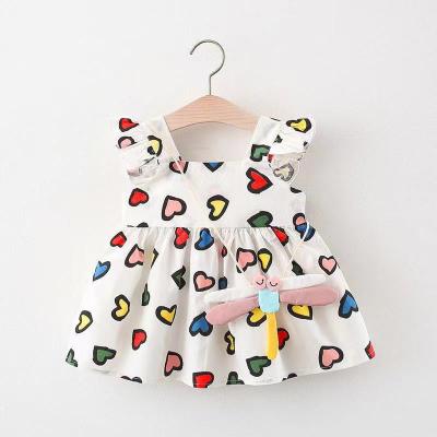 China 2021 Breathable Baby Summer Dress Kids Love Dots Ruffles Girls Birthday Backless Dresses Casual Clothes Kids for sale