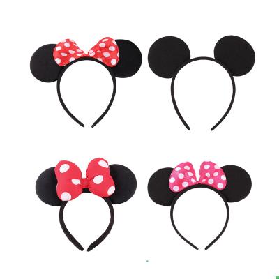 China Princess Kids Hairband for Party Mickey Minnie Big Bow Princess Cosplay Hair Accessories Colorful Mouse Ears Christmas Headband for sale