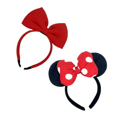 China Sweet Little Girls Hair Accessories Birthday Party Head Wear Cotton Filled Children Fashionable Big Dot Bow Headband Mouse Ears for sale