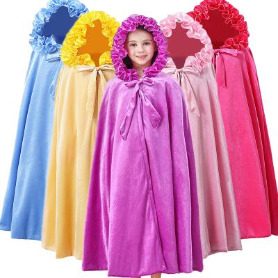 China Christmas Wear Children Dress Christmas Children Halloween Mask Princess Velvet Hooded Cloak Little Girls Cosplay Party Props for sale