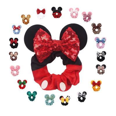 China Toddler Strings Baby Bowknot Soft Hair Scrunchies Kids No Crease Velvet Ponytail Holders Small Dots Girls Soft Hair Accessories for sale