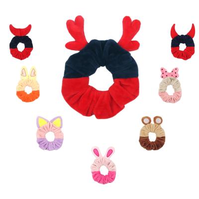 China Little Girls Bunny Velvet Ropes Toddler No Crease Hair Ties Baby Scrunchies Soft Ears Cartoon Soft Ponytail Kids Hair Tie for sale