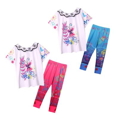 China Breathable Kids Carnival Halloween Clothing Girl Cosplay Costume Set Summer Mirabel Fashion Printed Short Suit Kids Encanto Costume for sale