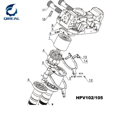 China HPV102/105 hydraulische pomponderdelen voor EX200-5/6 graafmachine Te koop