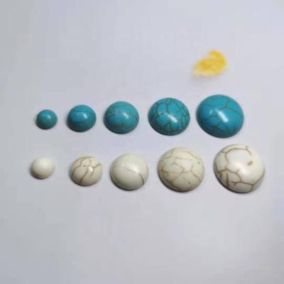 China No 3mm4mm5mm6mm7mm8mm9mm10mm Half Round Cabochons Flat Back Howlite Natural Stone Half Streaked Turquoise For DIY Jewelry Findings for sale