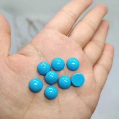 China None 2~10mm Round Flat Back Pure Blue Half Stone Turquoise Cabochon Beads For DIY Jewelry for sale