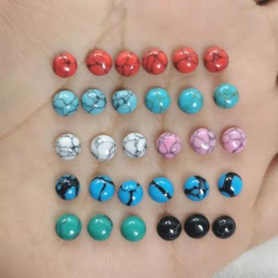 China None 3mm4mm5mm6mm Green Malachite, Black Blue Red White Pink Turquoise Stone Half Round Cabochons For DIY Jewelry Making for sale