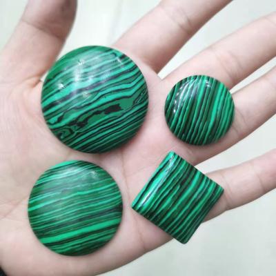 China None 25mm30mm35mm40mm Half Round Cabochons Malachite Flat Back Green Cabochons For DIY Copper Ornament Set for sale