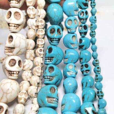 China DIY Jewelry Making 8~30mm ivory blue Carved skull stone beads, Turquoises Beads For DIY Jewelry Making for sale