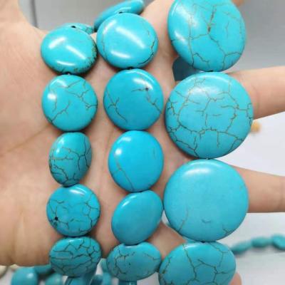 China Stone Spot wholesale 8~40mm blue/Ivory pie coin-shape round Turquoises loose beads, DIY Jewelry Finding for sale