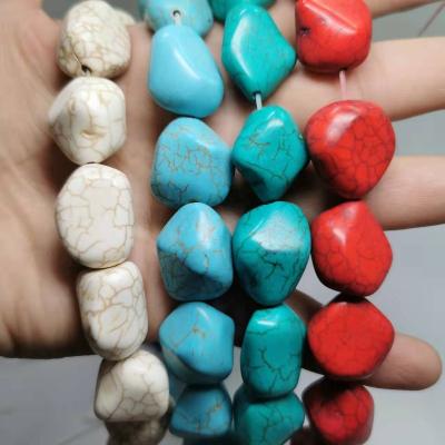 China DIY Jewelry Making 10-20mm Marine Gravel Rough Beads Loose Spacer Large Particle Stone , Turquoise Bead Stone Pebbles For DIY Jewelry Making for sale