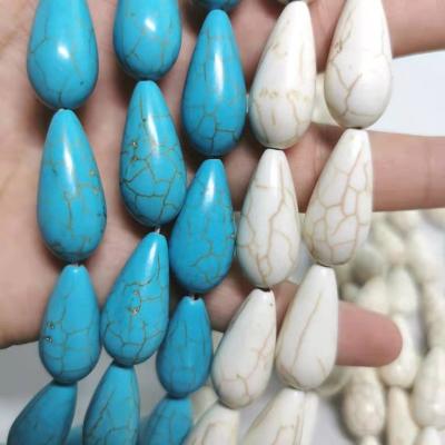 China 8~38mm/12x25/15x20/14x38mm Teardrop Howlite Blue/Ivory Turquoise Turquoise Water Droplets Loose Beads DIY Jewelry Finding for sale