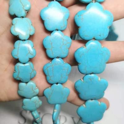 China Wholesale 15/20/25 mm Blue/Ivory Petals Stain Stone Shape Loose Turquoise Beads, DIY Jewelry Finding Beads for sale