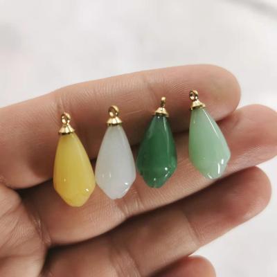 China Glass Tulip Flower Pendant 10x20mm White Jade, Topaz, Jasper, Green Jade Tulip Pendants For Earrings Necklaces DIY Jewelry Making for sale