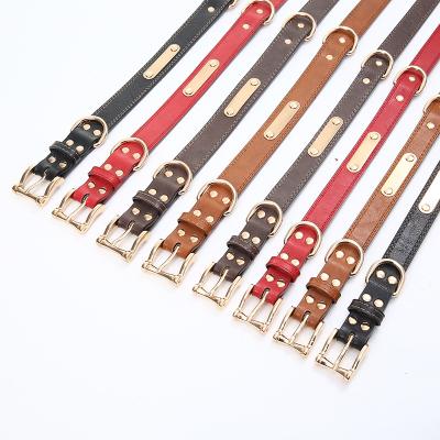 China Sustainable Quality Customized To Engrave Pet Collar Leather Chain For Dogs for sale