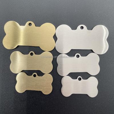 China Overall High Quality Brushed 14 Gauge Stainless Steel Bone Pet Tags Solid Brass Bone for sale