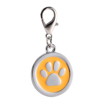 China Europe In Stock Round Epoxy Footprint Patch Nickel Plated Metal Medal Dog Pet ID Tag for sale