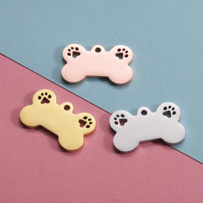 China Global High Quality 304 Stainless Steel Bone Paw Print Pet ID Tag Blanks Gold Rose Gold Silver for sale