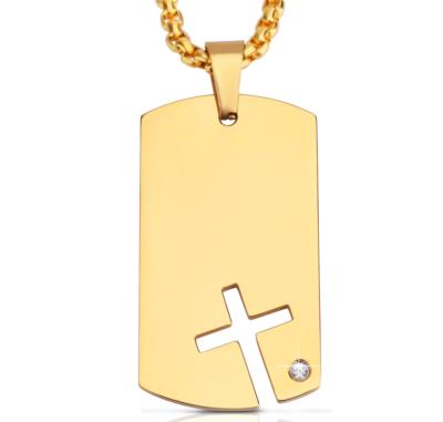 China Durable 2022 Fashion Cross Collar Hip Pop High Quality Hollowed Out Military Pendant Necklace for sale