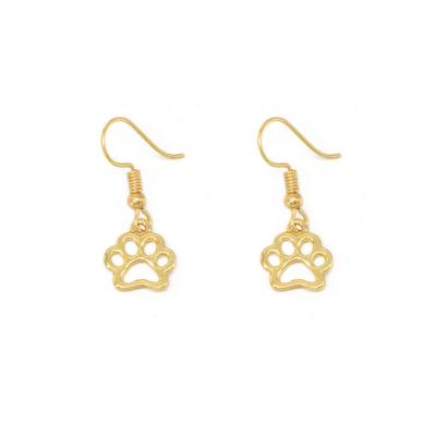 China Custom Made Environmental Friendly Dog Paw Prints Shape Gold Pated Earrings For Sale for sale