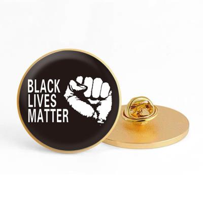 China Globle Hot Sale Equality Badge BLACK LIVES MATTER Black Gold Enamel Pin Badge for sale