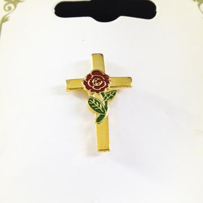 China Globle Rose Cross Emblem Pin Badge for sale