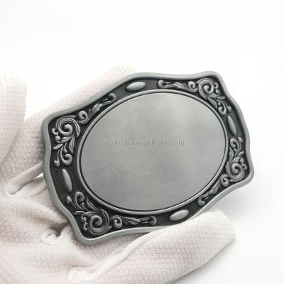 China Eco-Friendly Engrave Your Own Personalized LOGO Old Type Antique Silver Belt Buckle Metal Belt Buckle Blank for sale