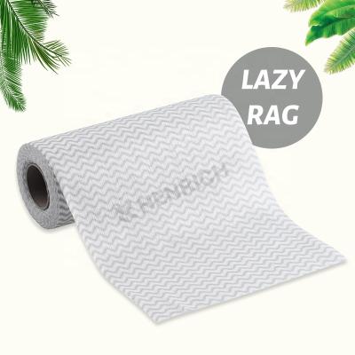 China Hot Selling Viscous Nonwoven Fabric Water Absorbs 3 Color Printed Reusable Pile Checkered Wet & Dry Lazy Cloth Dish Kitchen Paper Towels for sale