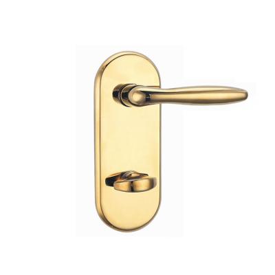 China Modern high quality gold brass handle double price mid size side door handle suitable lock for sale