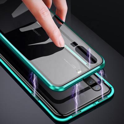 China Shock Render 2019 For Huawei P20 P30 P30 Lite Mate 20 Heavy Duty Case Back Magnetic Adsorption Metal Glass Cover Phone Glass Case for sale