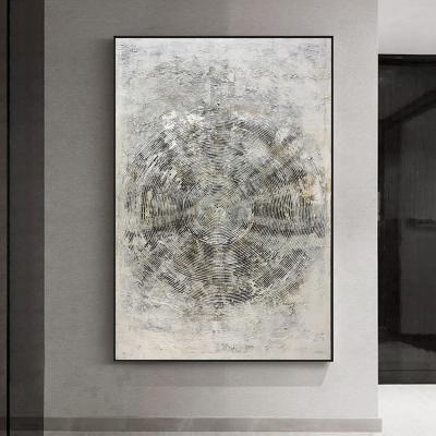 China American Abstract Pure Oil Circle Oil Painting Hand 3d Canvas Fabric Wall Art ODM ODM Style OEM ODM Style Thick Silver Foil For Living Room Decor for sale