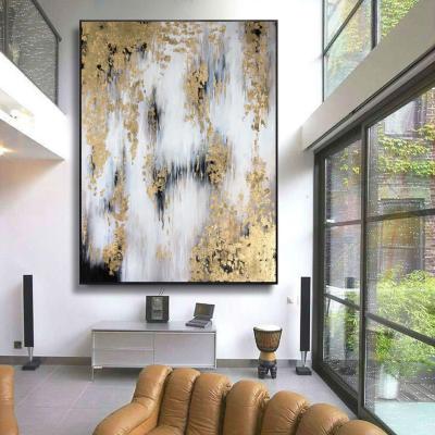 China Modern Artwork Canvas Wall Painting Hand Painted Gold Leaf Abstract Hotel Artwork Wall Art Oil On Canvas for sale