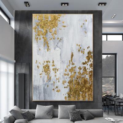 China Large Wall Hanging Gold Leaf Painting Modern Abstract Hotel Decoration Handmade Canvas Painting Art Pictures for sale