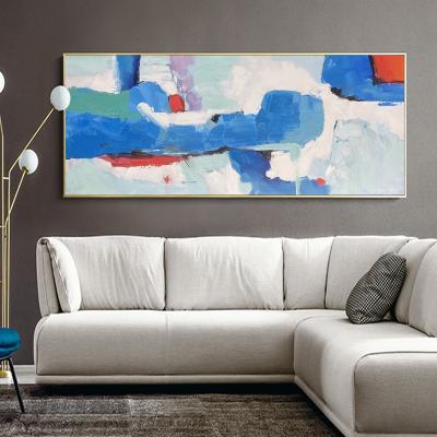 China Wholesale Abstract Canvas Art Blue Abstract Painting Designs For Living Room Contemporary Hand Painted Wall Art for sale