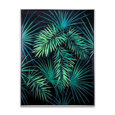 China Pure Hand Painted Contemporary Abstract Art Color Palm Leaf Oil Painting Art Wall Paintings Home Decor for sale