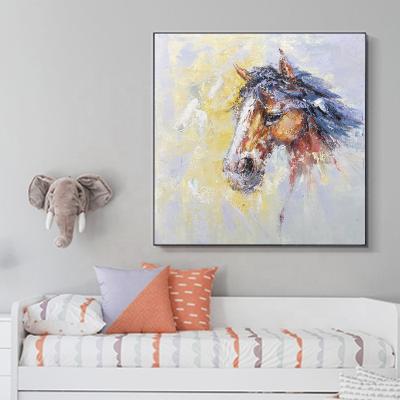 China Modern Hot Selling Abstract Oil Canvas Hand Painting Custom Modern Hand Painted Wall Decoration Horse Painting Living Room Customized for sale