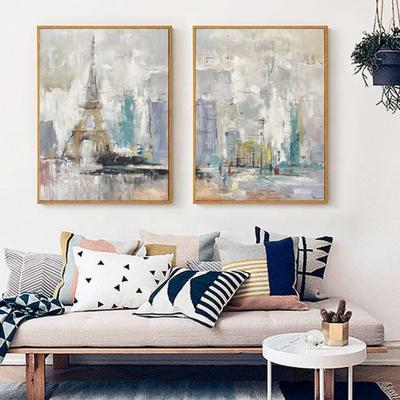 China Modern Wholesale Landscape Paintings 2 Piece Eiffel Tower Combination Painting Modern Abstract Painting For Sale for sale