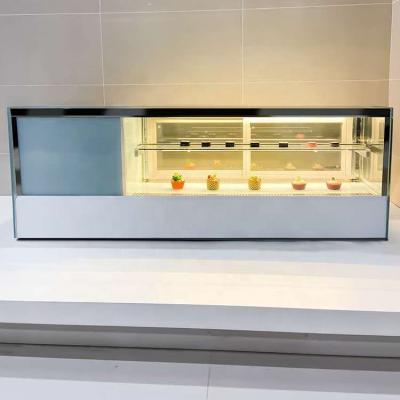 China Shopping Mall 1.5M Double Layer Sushi Display Cabinet Countertop Right Angle Dessert Fridge for sale