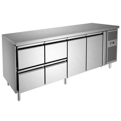 China Refrigerated Ice Cream Storage Cabinet Stainless Steel Workbench Meat Single-temperature 2.4m Drawer Type Freezer for sale