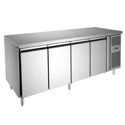 China Single-temperature Factory Workbench 2.4m Freezer Stainless Steel Refrigerated Four-Door Freezer for sale