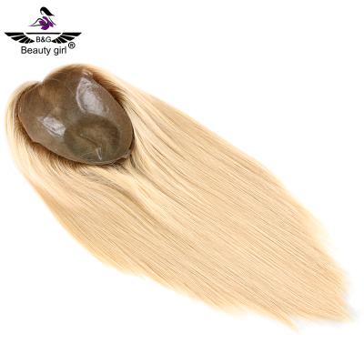 China No Shedding Raw Unprocessed Cuticle Aligned Indian Hair Ombre Color Super Thin Skin Toppers And Wigs With PU For Women for sale