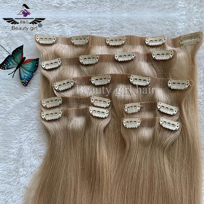 China Clip-in Virgin Human Hair Non Remy Hair With Ombre Synthet Hair Clip In Hair Extensions Blonde Brown for sale