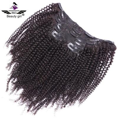 China No Shedding 100% Virgin Hair Afro Kinky Curly Clip In Hair Extensions For Black Women for sale